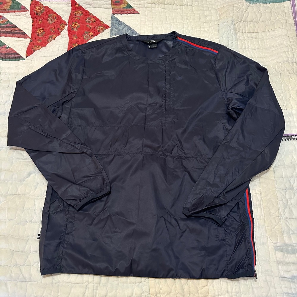 Aether Pullover Windbreaker Navy Blue Side Zip Large